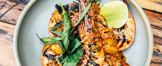 three blue ducks prawns