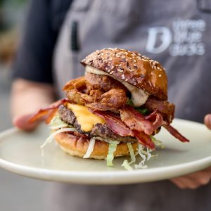 Fried chicken burger at Three Blue Ducks Melbourne burger night