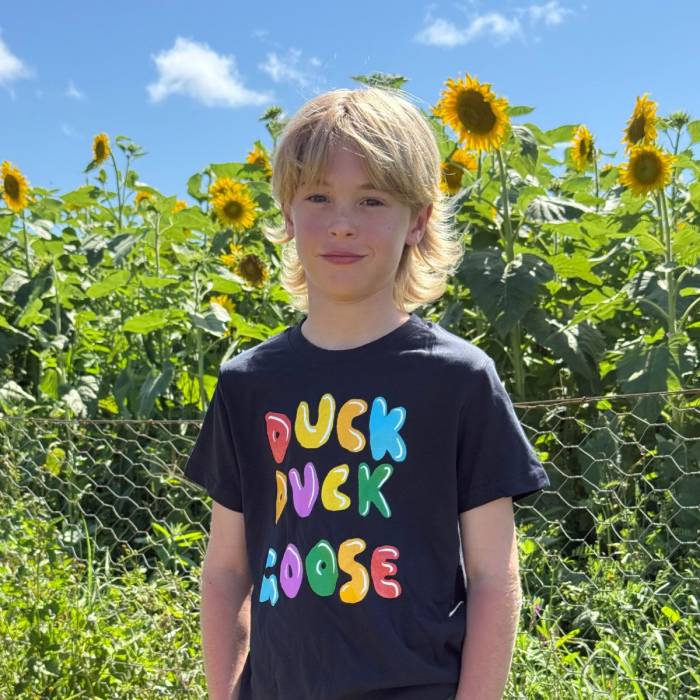 Three Blue Ducks | Duck Goose Kids T-shirt